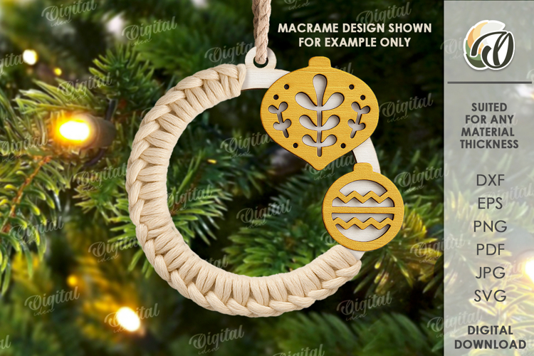 Macrame Christmas Tree Ornament Laser Cut. Christmas SVG