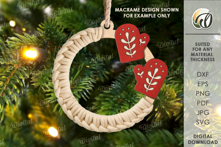 Macrame Christmas Tree Ornament Laser Cut. Christmas SVG