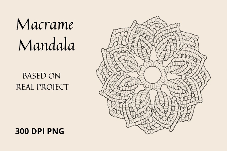 Macrame Mandala Flower PNG Clipart with Pencil Sketch Effect