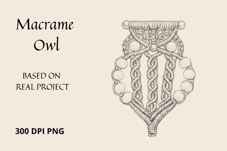 Macrame Owl PNG Clipart with Pencil Sketch Effect