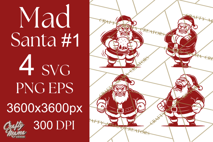 Mad Santa Svg | Funny Christmas Png | Digital Download