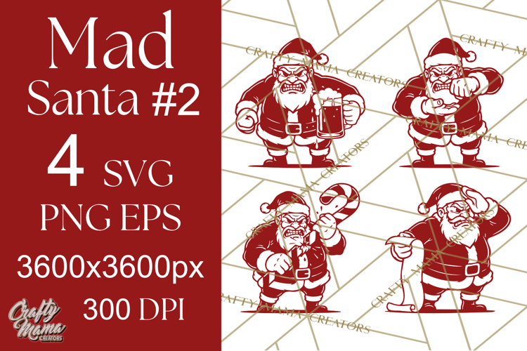 Mad Santa Svg | Funny Christmas Png | Digital Download