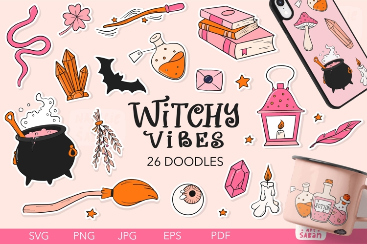 26 WITCHY doodles | EPS JPG PDF SVG PNG