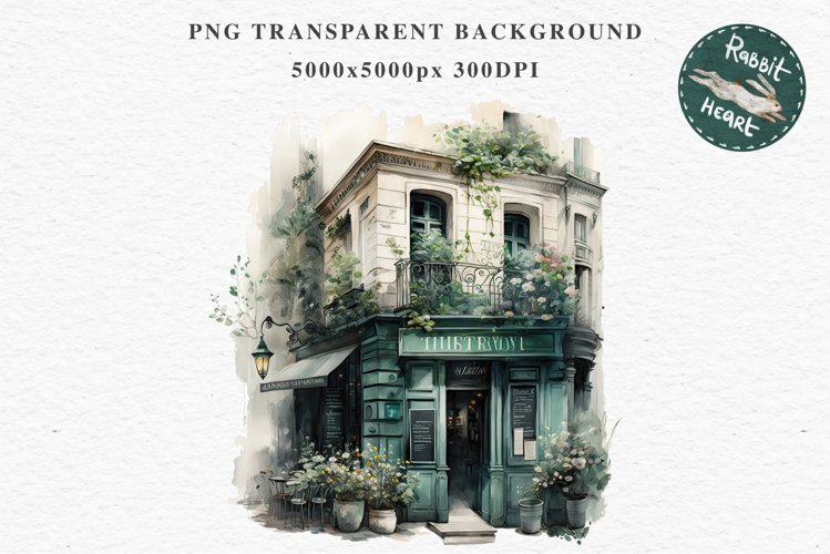 European Style Store Bakery Shop Cafe House Detailed PNG