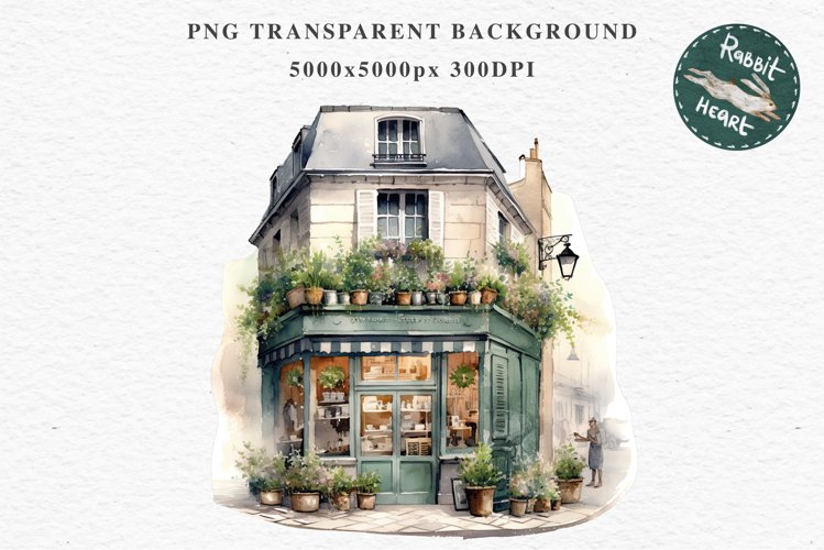 European Style Store Bakery Shop Cafe House Detailed PNG