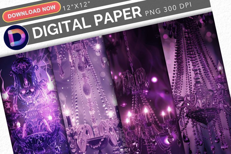 Magic Purple Chandelier Digital Paper