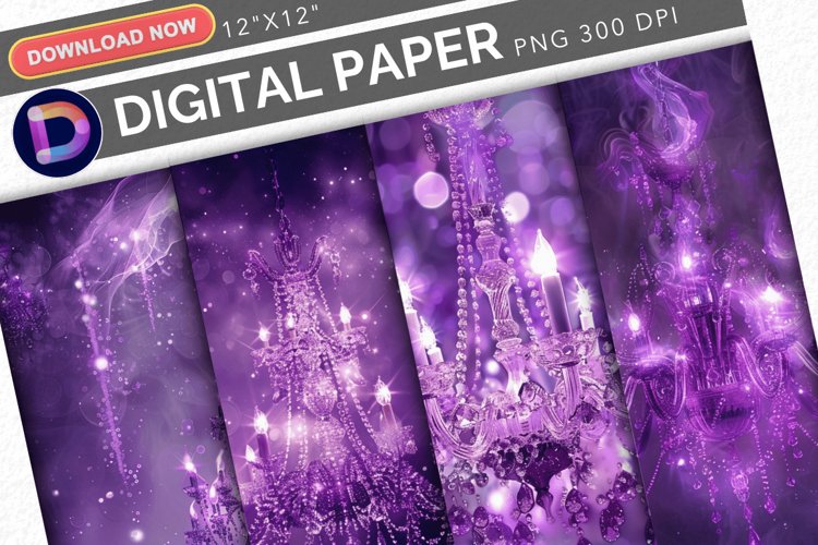 Magic Purple Chandelier Digital Paper