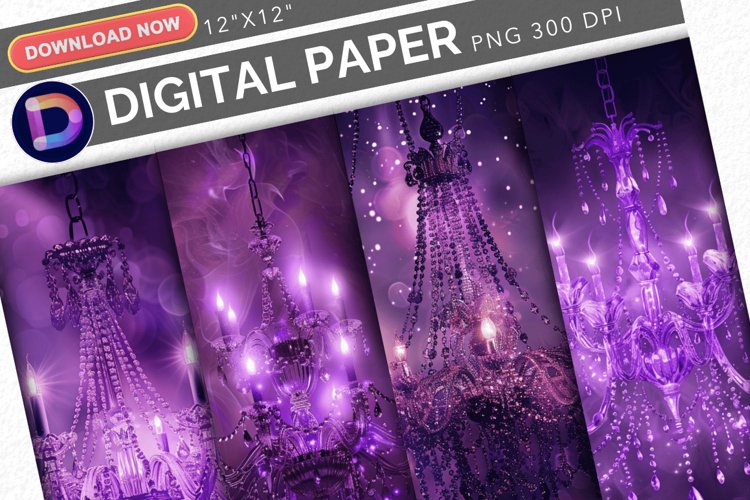 Magic Purple Chandelier Digital Paper