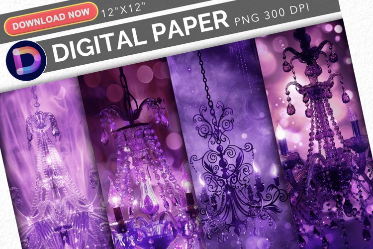 Magic Purple Chandelier Digital Paper