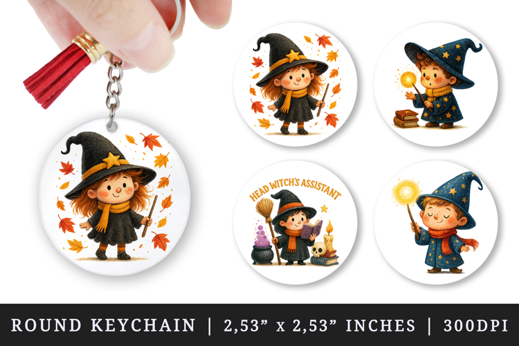 Magic School round keychain pintable sublimation design png