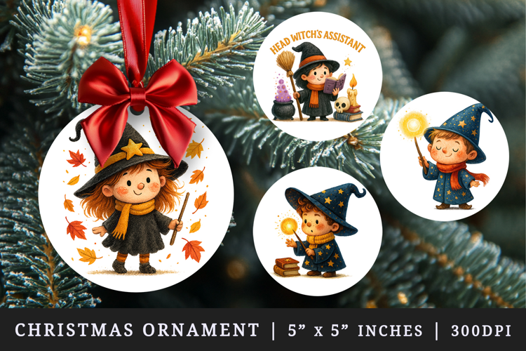 Magic School round ornaments sublimation design