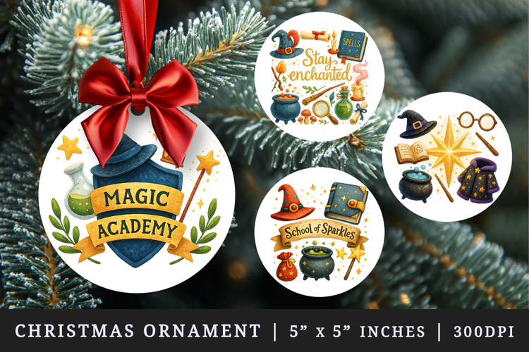 Magic School round ornaments sublimation design