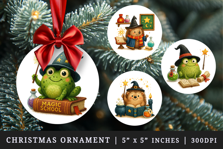 Magic School round ornaments sublimation design