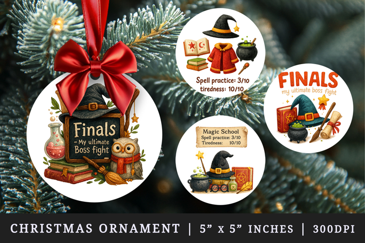 Magic School round ornaments sublimation design