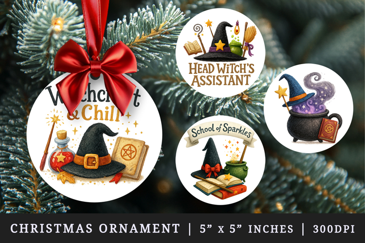 Magic School round ornaments sublimation design