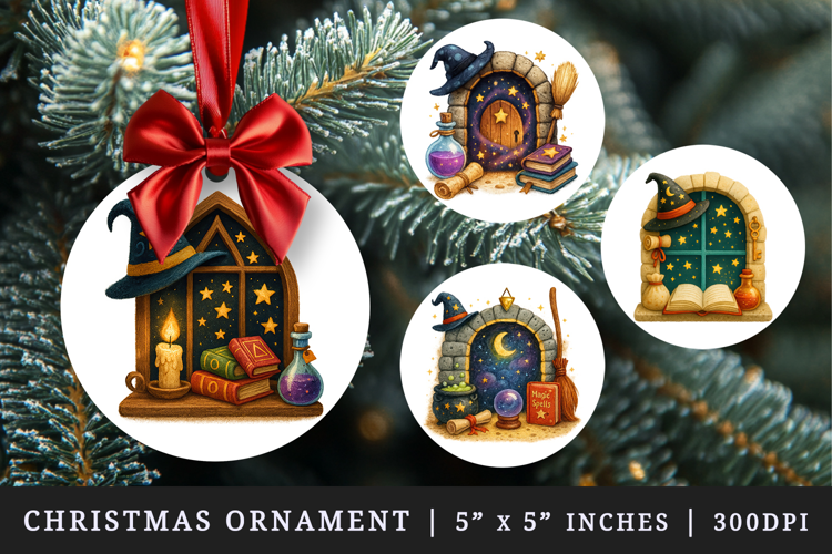 Magic School round ornaments sublimation design
