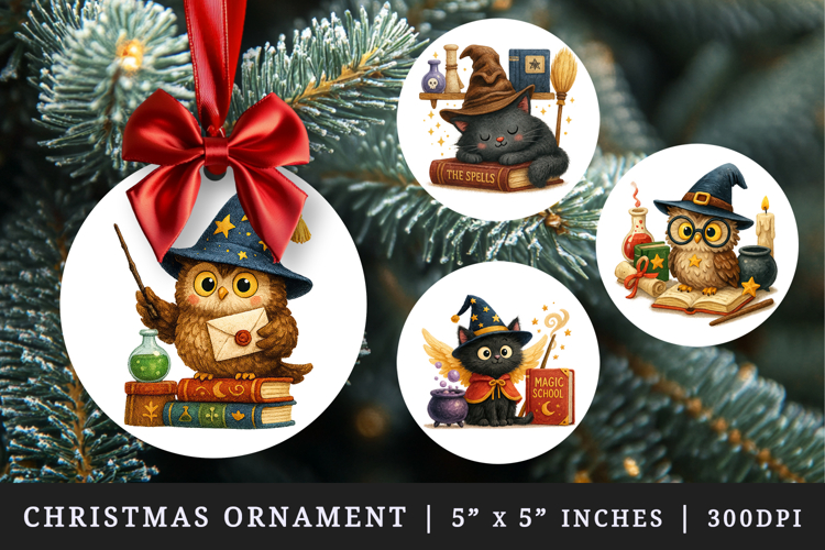 Magic School round ornaments sublimation design