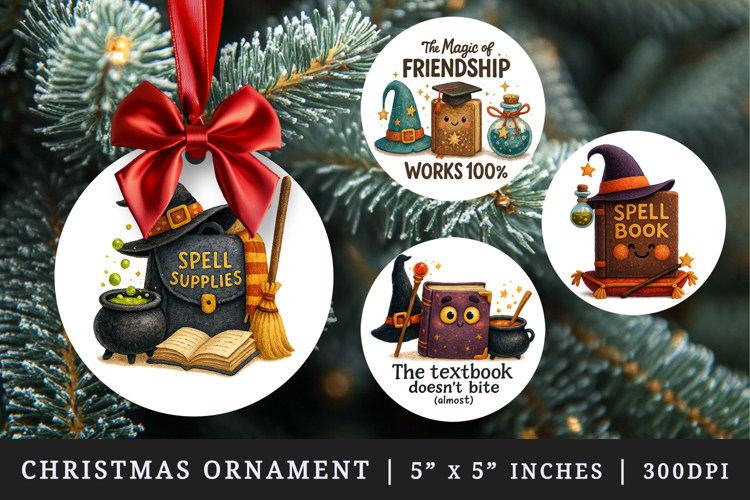 Magic School round ornaments sublimation design