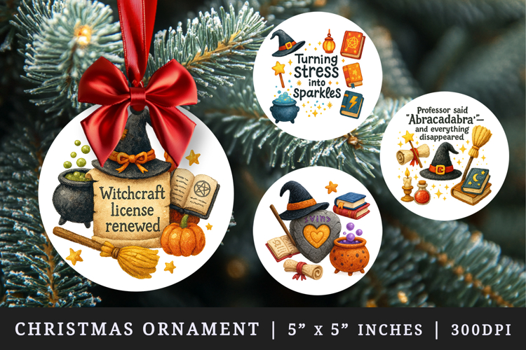 Magic School round ornaments sublimation design