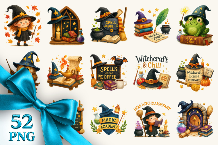 Magic School clipart printable sublimation bundle png