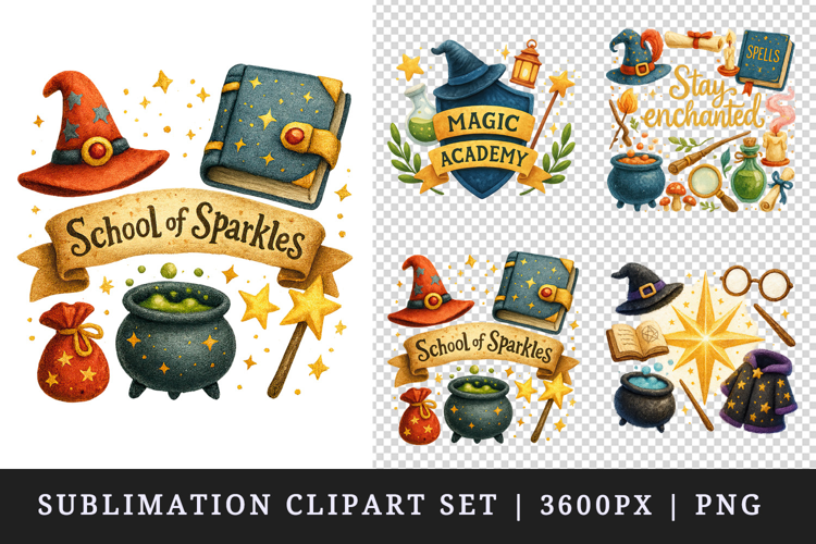 Magic School clipart printable sublimation design png