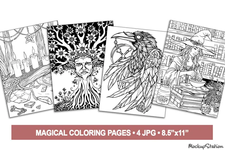 Wiccan Coloring Pages | Witchy Coloring Page for Adults