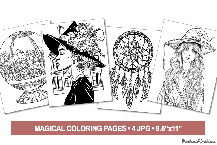 Wiccan Coloring Pages | Witchy Coloring Page for Adults