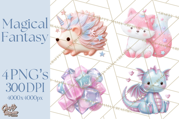 Magical Fantasy Animal Clipart PNG Cute Kawaii