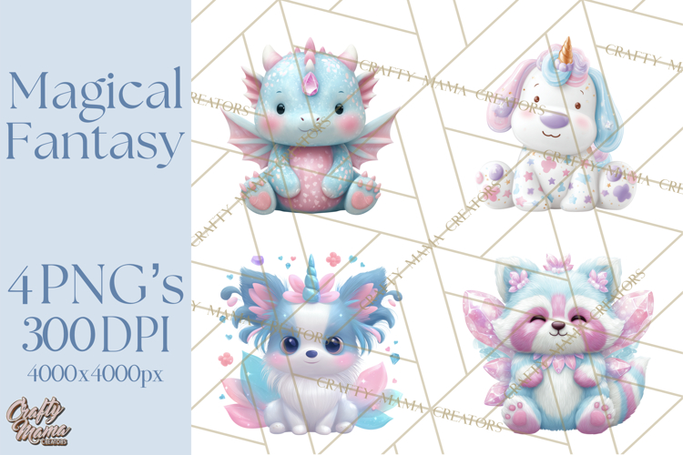 Magical Fantasy Animal Clipart PNG Cute Kawaii
