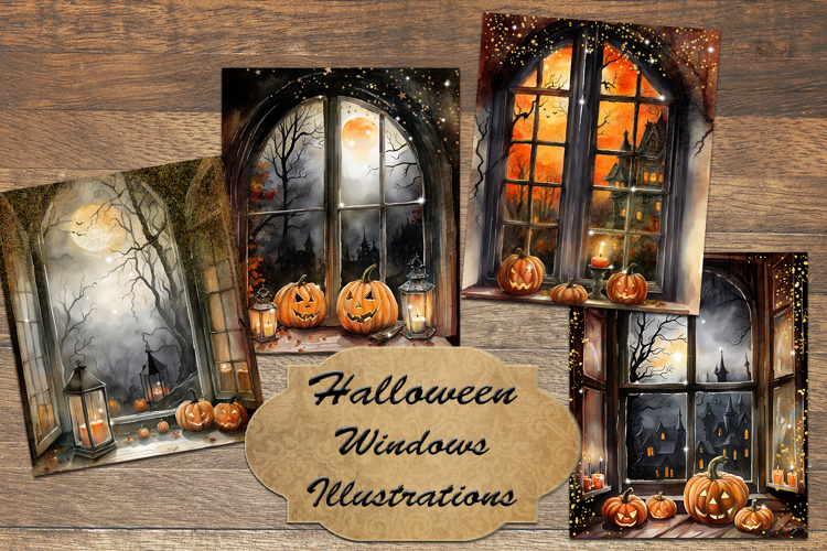 Halloween Windows Illustrations