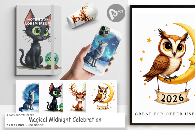 Magical Midnight Celebration Digital Paper