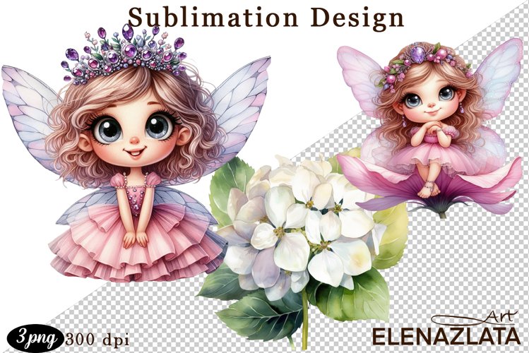 Magical Nature Playful Fairy and Flowers clipart