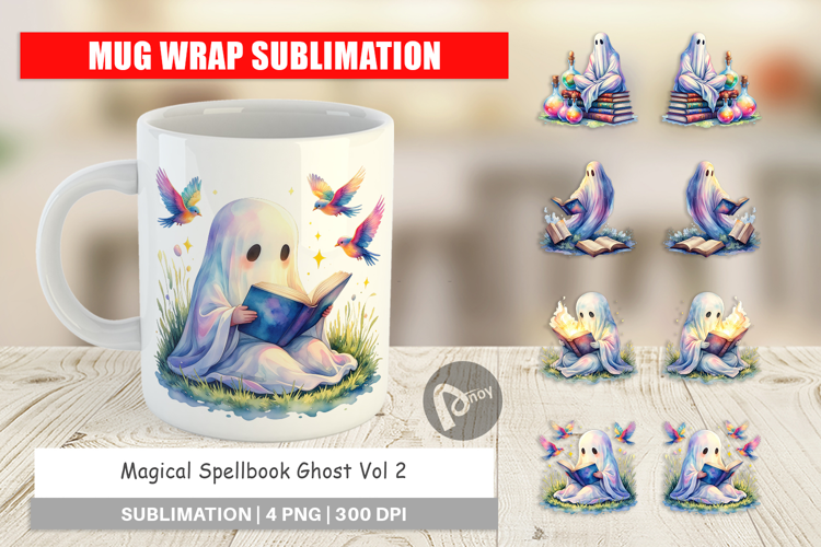 Magical Spellbook Ghost Mug Wrap