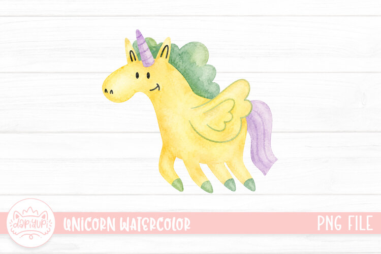 Magical Unicorn Watercolor Illustration example image 1