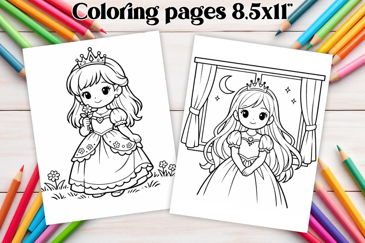 Cute princess coloring page | Magic coloring book for kids
