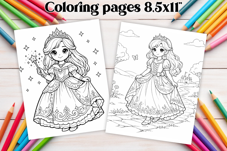 Cute princess coloring page | Magic coloring book for kids