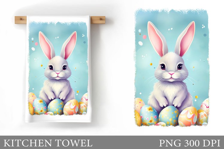 Easter Bunny Kitchen Towel. Spring Bunny Kitchen Towel
