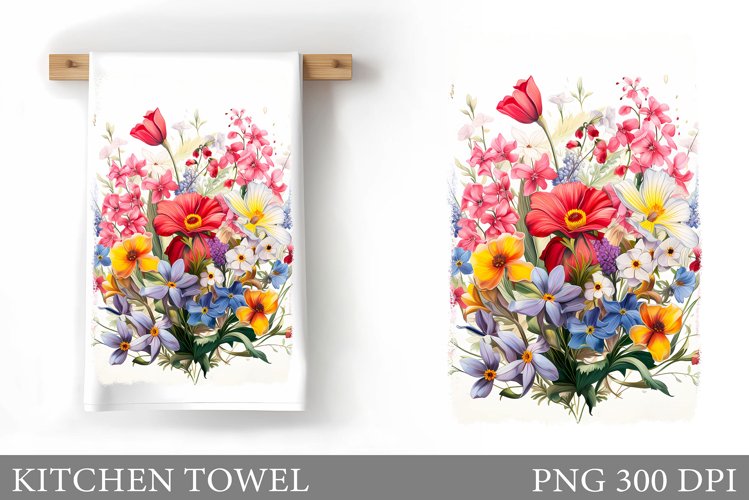 Wildflowers Kitchen Towel. Summer Flowers Kitchen Towel example image 1