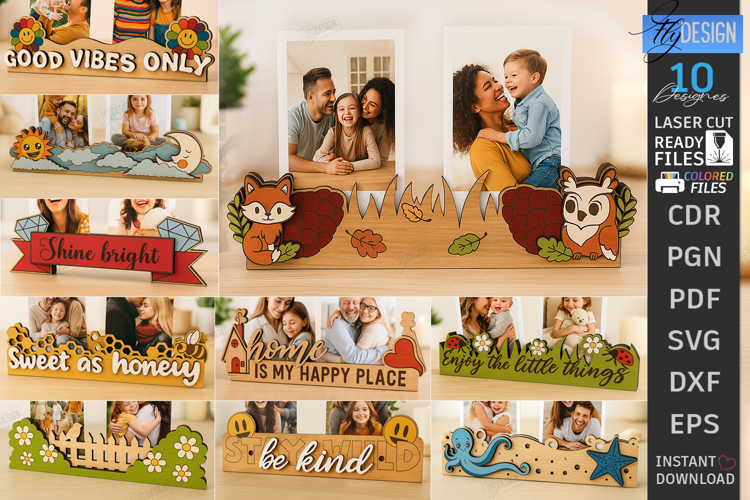 Magnet Photo Holders Laser Cut Bundle|Desk Photo Holders SVG