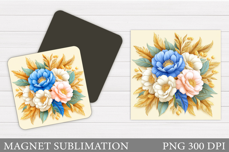 Flowers Magnet Design. Floral Magnet Sublimation