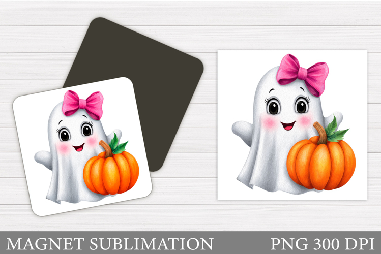Cute Ghost Magnet Design. Halloween Magnet Sublimation