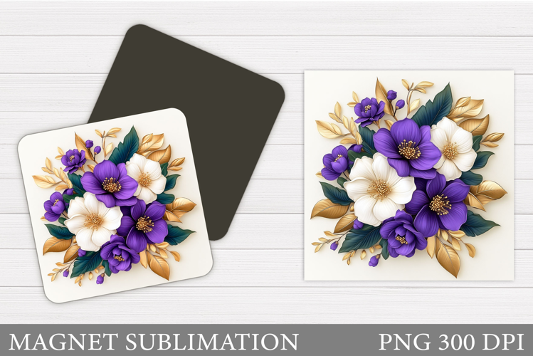 Flowers Square Magnet Design. Flowers Magnet Sublimation