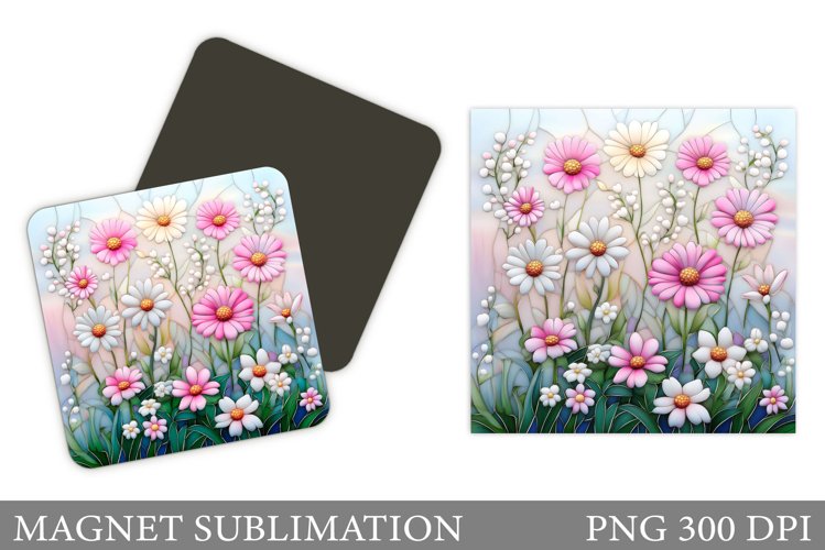 Wildflowers Magnet Design. Flowers Magnet Sublimation example image 1