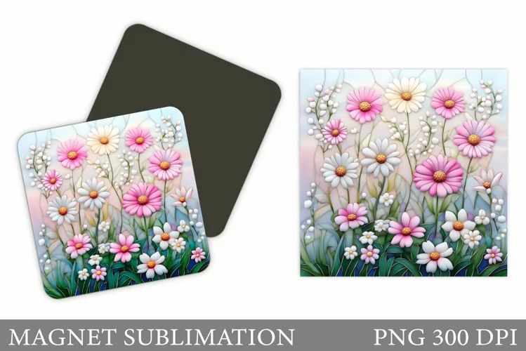 Wildflowers Magnet Design. Flowers Magnet Sublimation