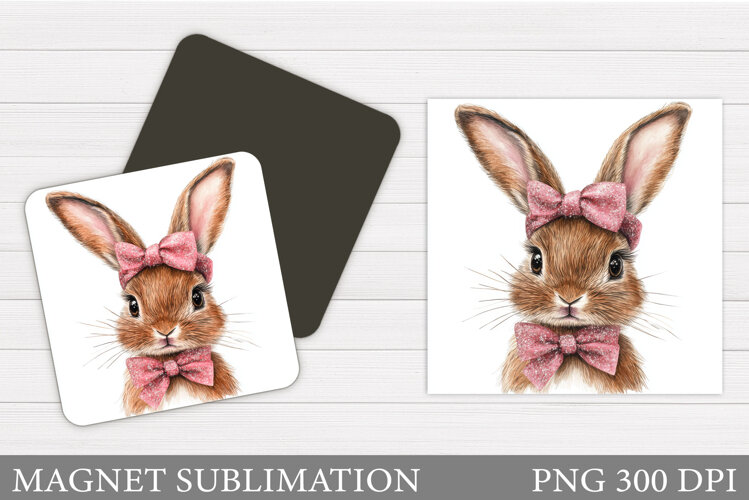 Cute Bunny Magnet Design. Cute Bunny Sublimation example image 1
