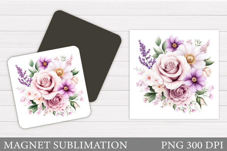 Roses Magnet Sublimation. Flowers Magnet Design