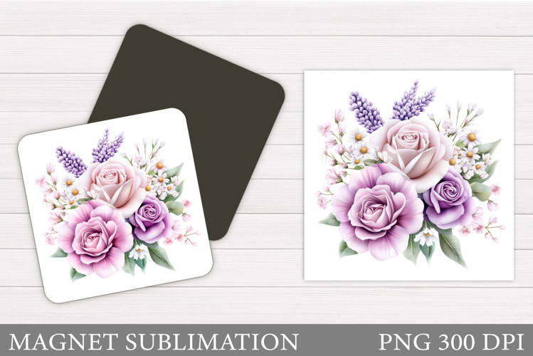 Roses Magnet Sublimation. Flowers Magnet Design