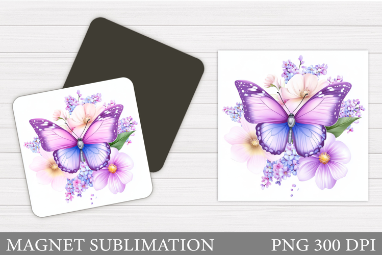 Butterfly Magnet Sublimation. Flowers Magnet Design