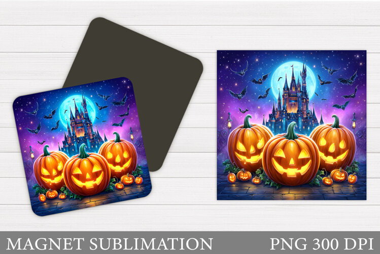 Scary Pumpkin Magnet Design. Halloween Magnet Sublimation example image 1