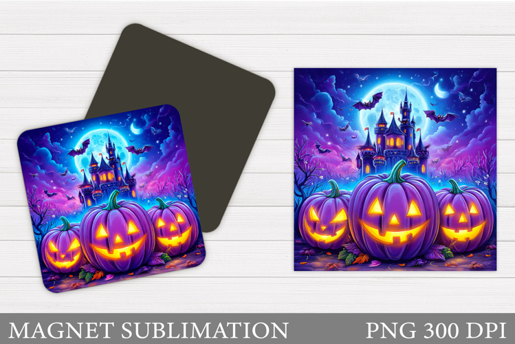Scary Pumpkin Magnet Design. Halloween Magnet Sublimation